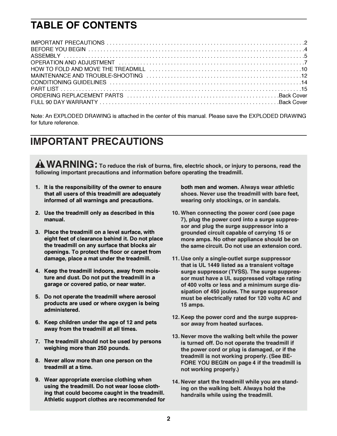 Sears 585 user manual Table of Contents, Important Precautions 