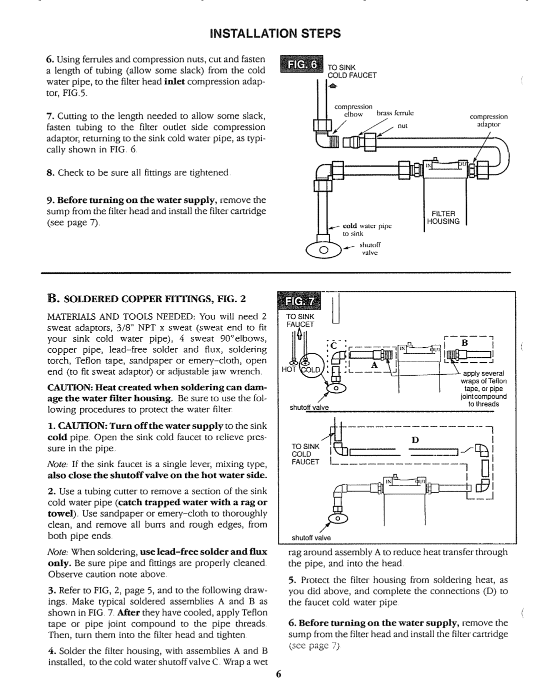 Sears 625.3438 operating instructions Installation Steps 