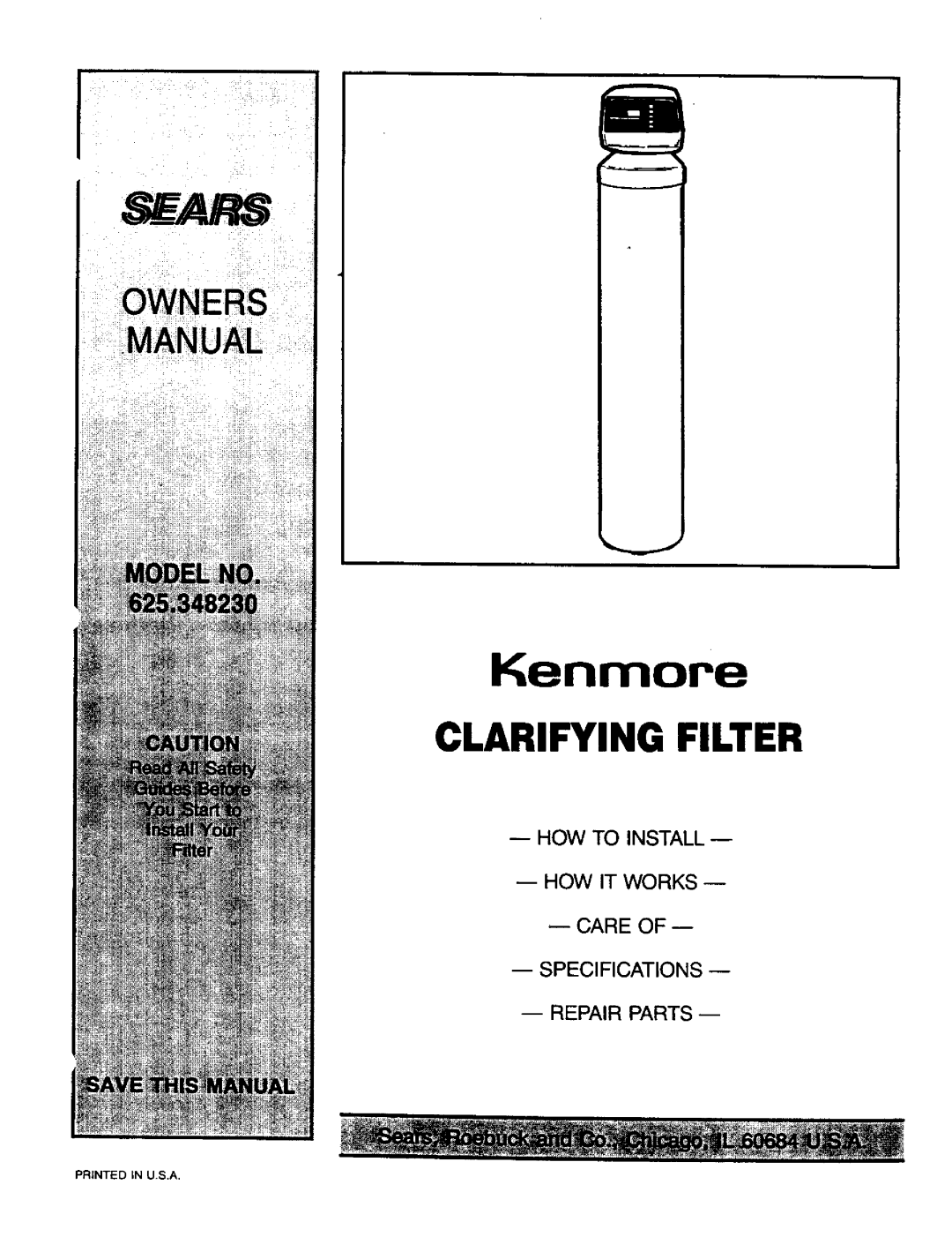 Sears 625.34823 specifications Kenmore 