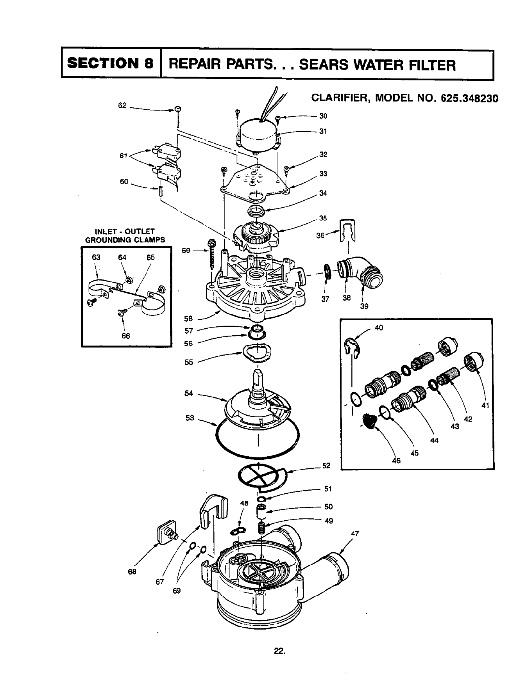 Sears 625.34823 specifications CLARIFIER, Model no 