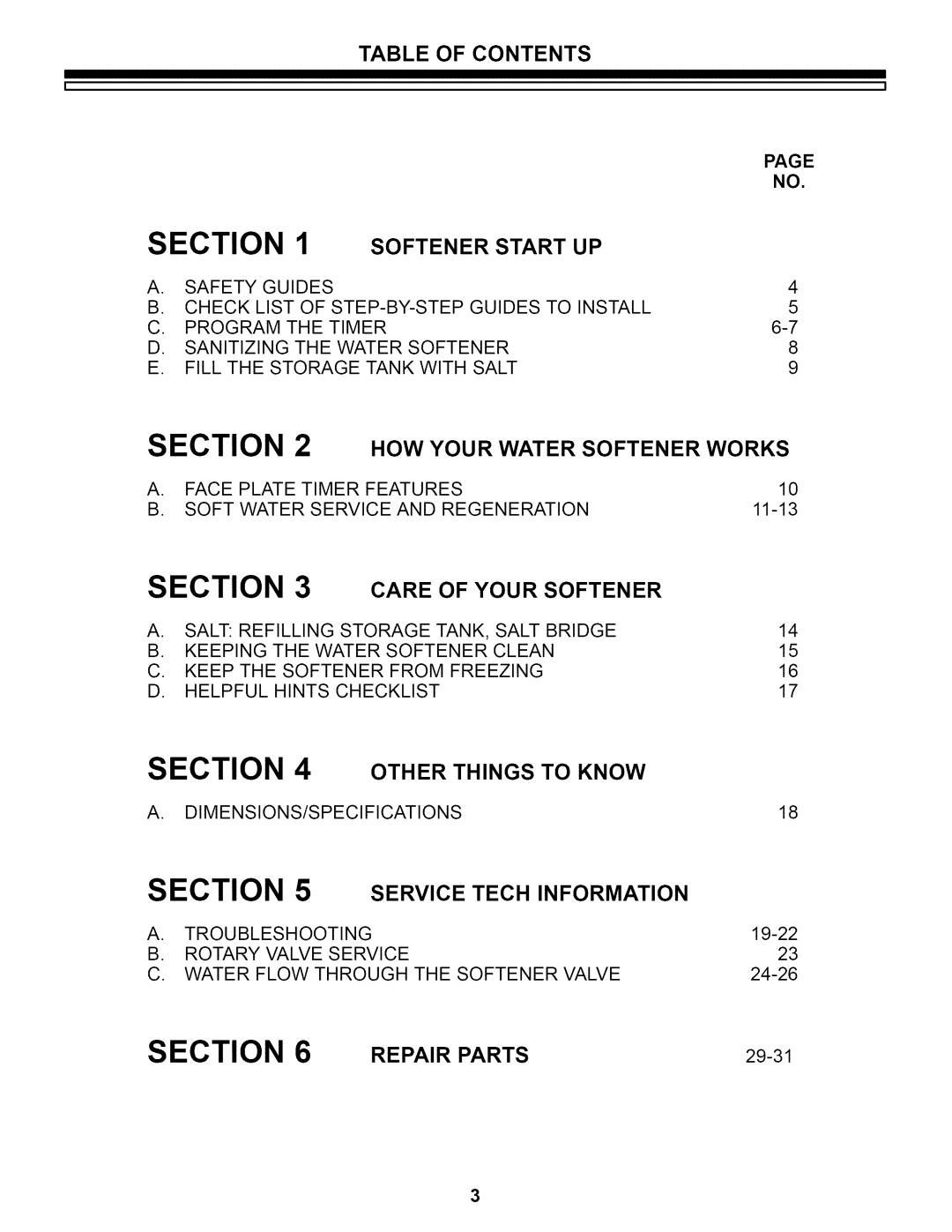 Sears 625.34842 owner manual Contents, Softener Start, HOW Your Water Softener Works, Care YOU R Soften ER, Things To Know 