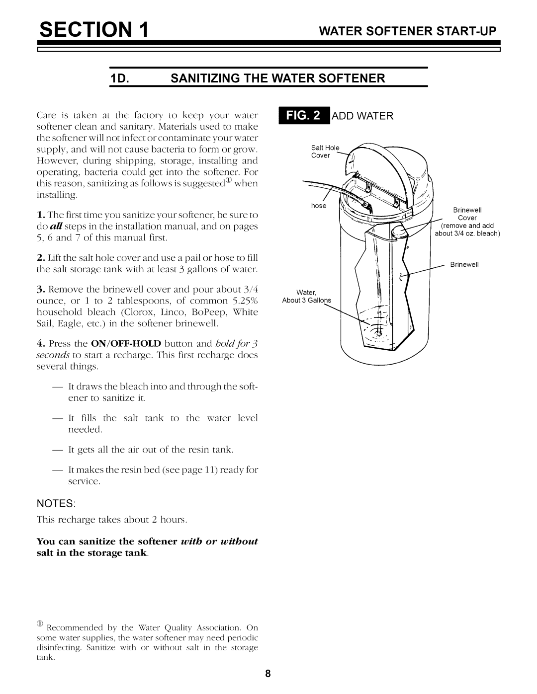 Sears 625.34842 owner manual ADD Water 