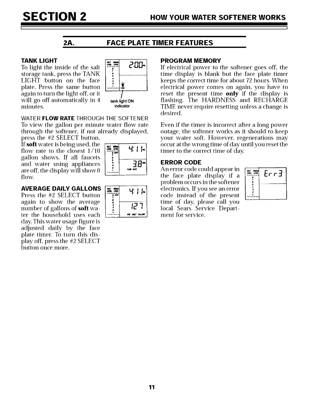 Sears 625.34855, 625.34854 owner manual Face Plate, HOW Your Water Softener Works Timer Features 