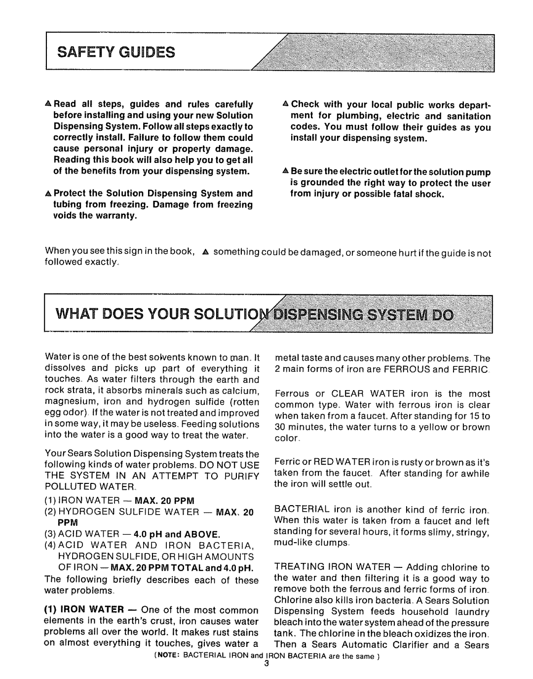 Sears 625.34929 owner manual What does Your Solutjo, Following briefly describes each of these water problems 