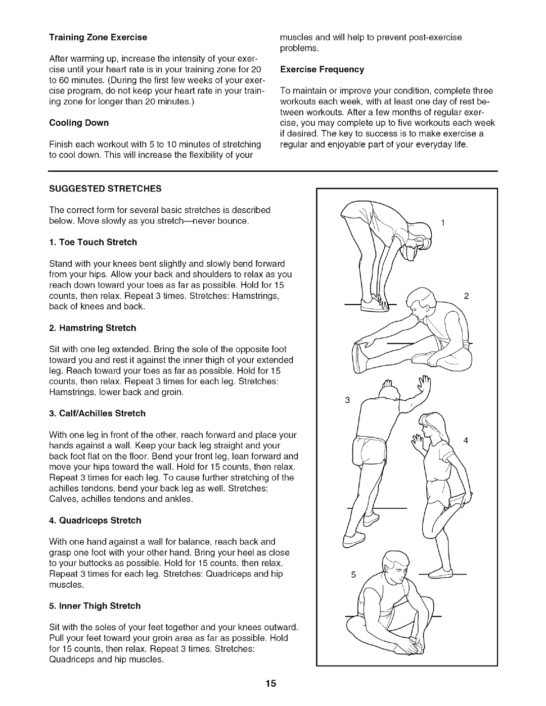 Sears 631.29739 user manual Suggested Stretches 