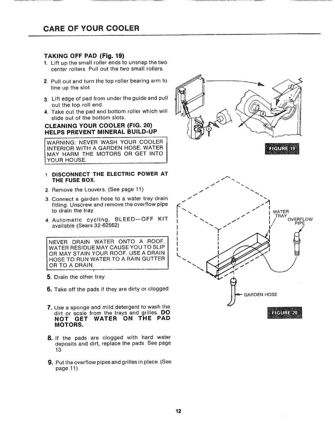 Sears 661.62392, 661.62467, 661.62463, 661.62453 Taking OFF PAD Fig, Cleaning Your Cooler FIG Helps Prevent Mineral BUILD-UP 