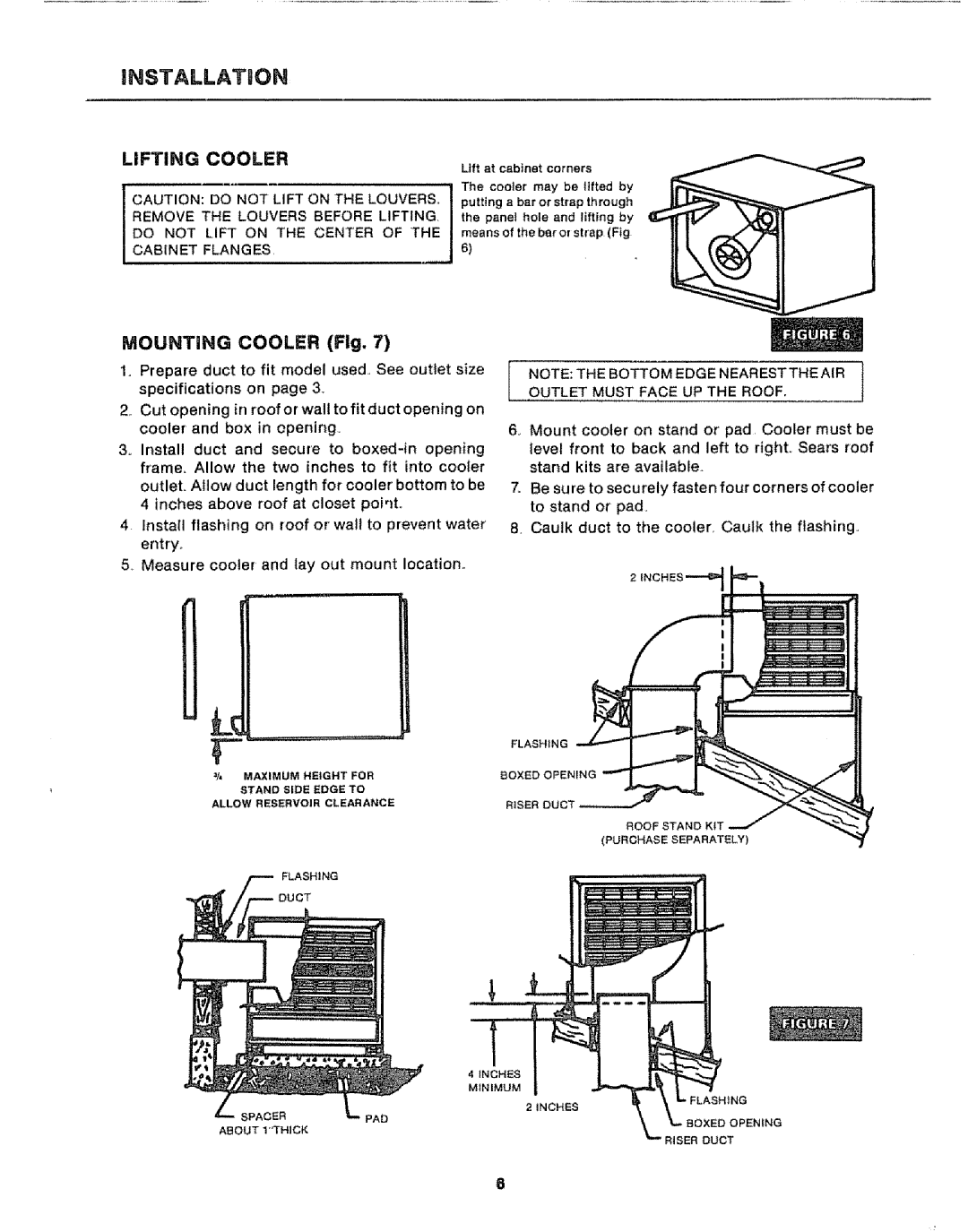 Sears 661.62463, 661.62467, 661.62392, 661.62453, 661.62442 manual Installatron, Lifting Cooler 