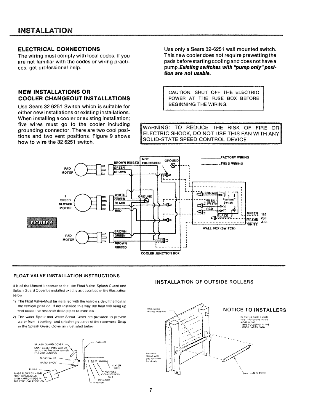 Sears 661.62392, 661.62467, 661.62463 Electrical Connections, NEW Installations or, Cooler Changeout Installations, EN 1=0 