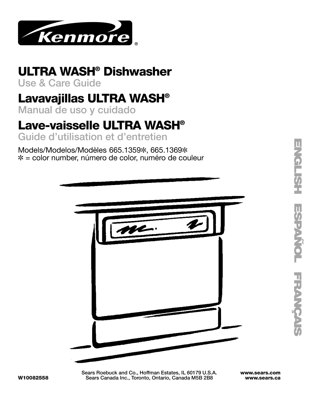 Sears 665.1369, 665.1359 manual Ultra Wash Dishwasher 