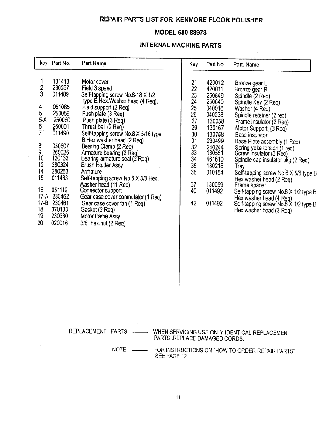 Sears 680.88973 owner manual 130059 