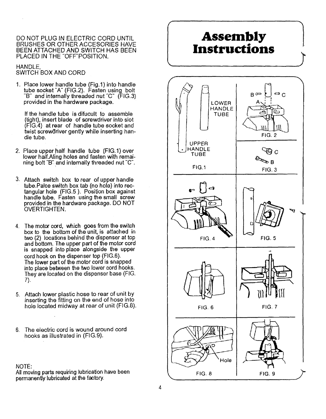 Sears 680.88973 owner manual Handle Switch BOX and Cord, Upper 