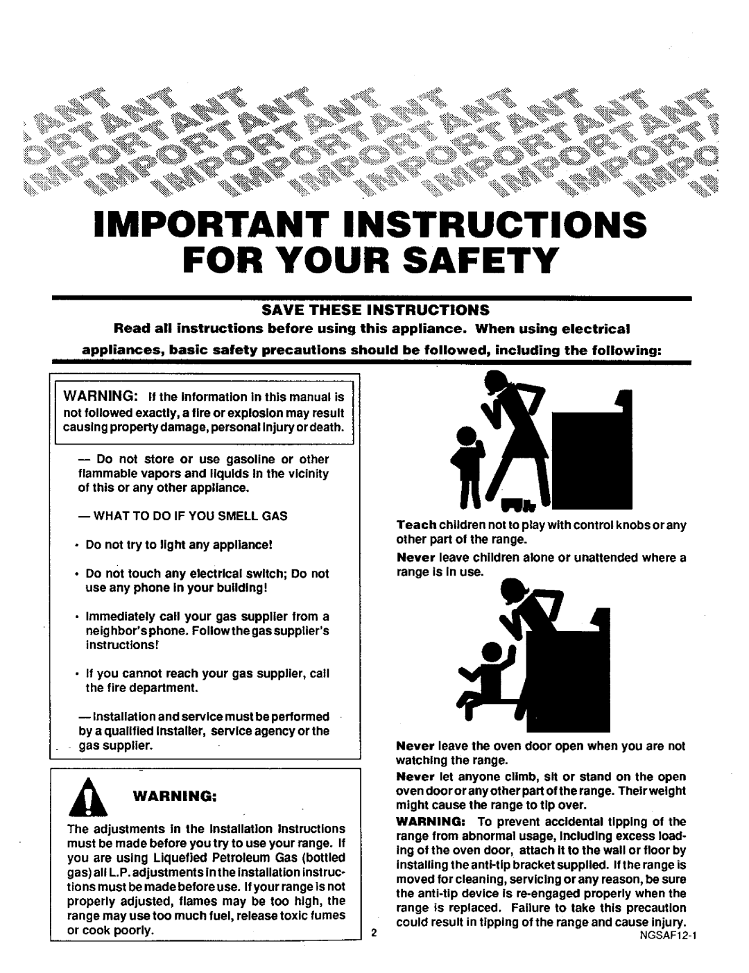 Sears 71381 warranty Important Instructions for Your Safety, What to do if YOU Smell GAS 