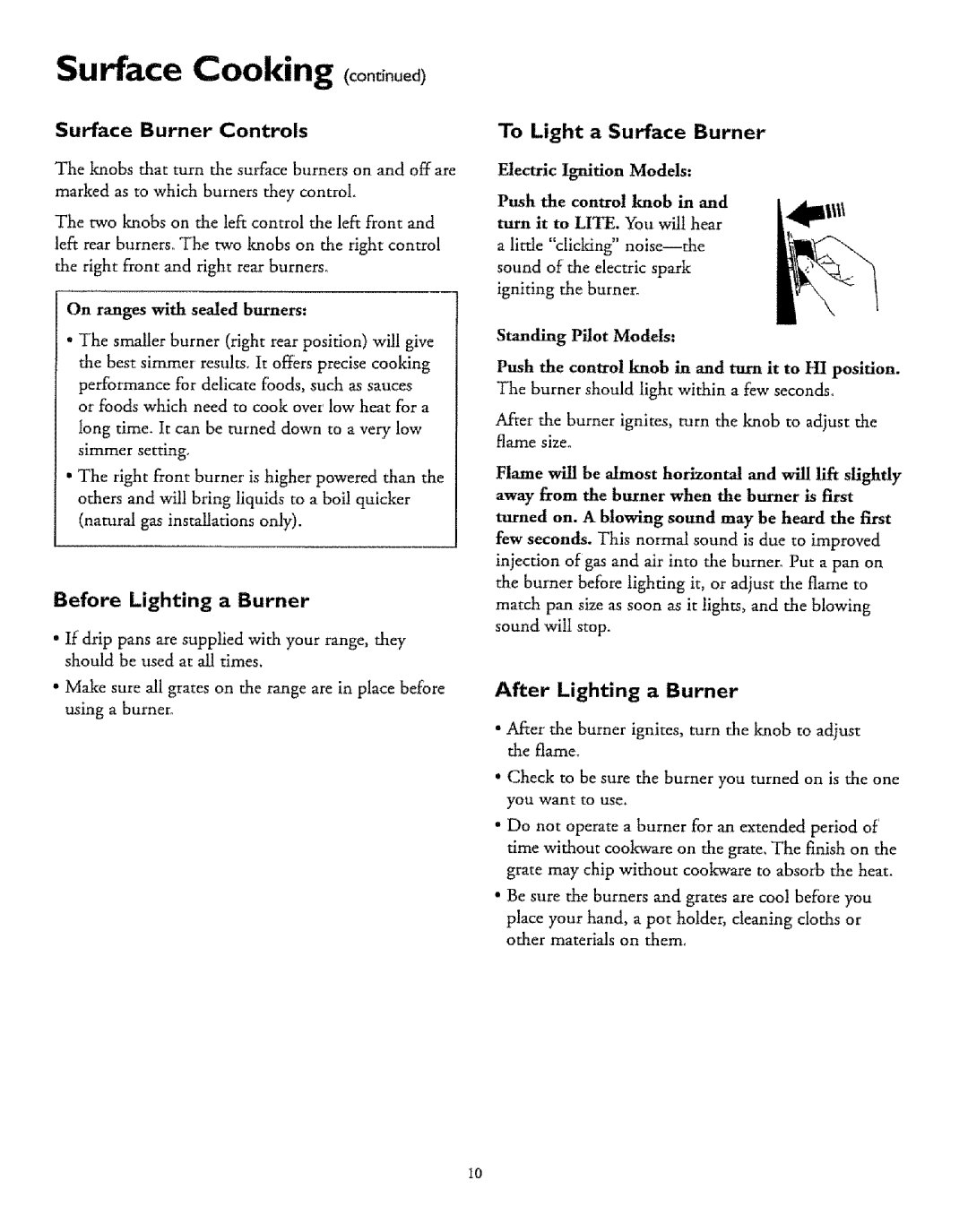 Sears 61011, 71751 Surface Cooking 0o0 o0od, Surface Burner Controls, To Light a Surface Burner, After Lighting a Burner 