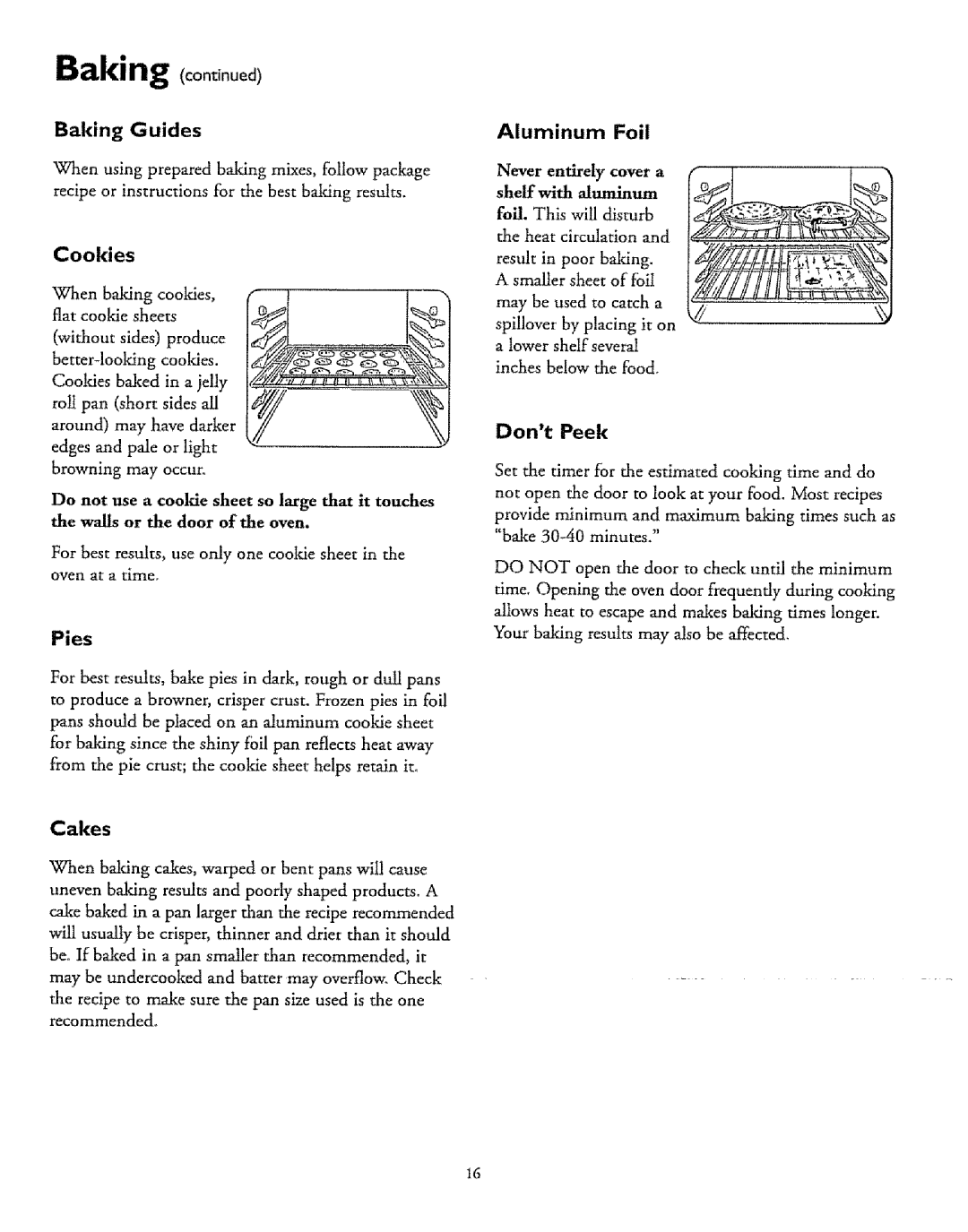 Sears 71068, 71751, 71351, 71168, 71161, 71668, 71061, 71661, 71358, 71665 Baking Guides, Cookies, Pies, Aluminum Foil, Dont Peek 