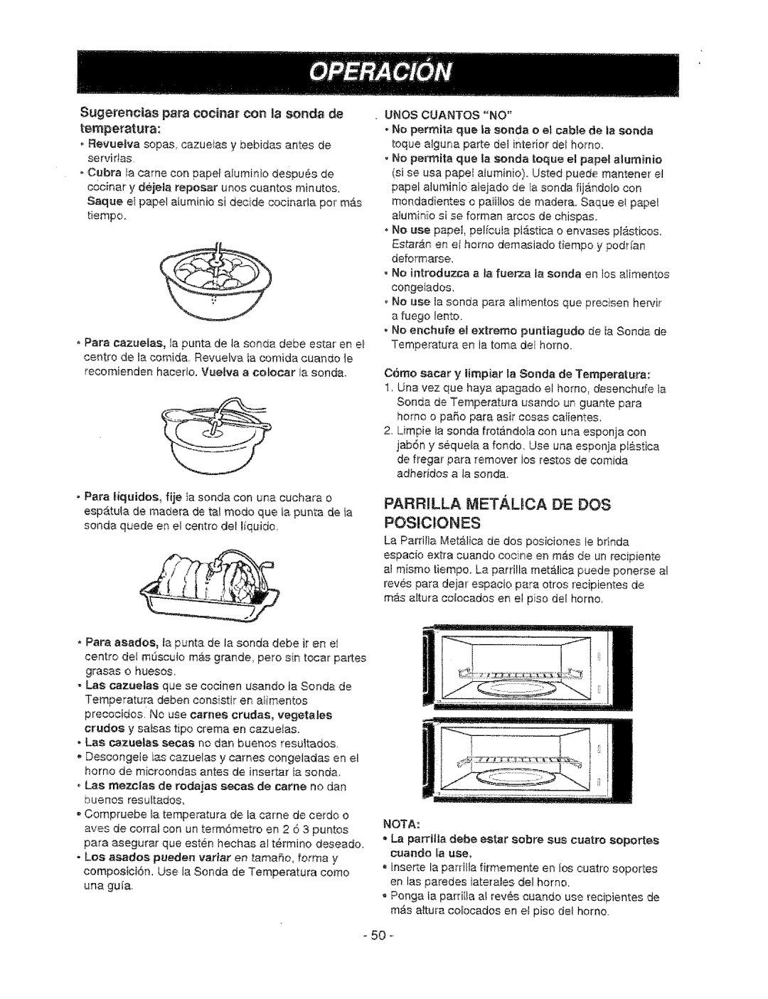 Sears 721.67602, 721.67601 owner manual Parrilla Metalbca DE DOS, Posic Ones 