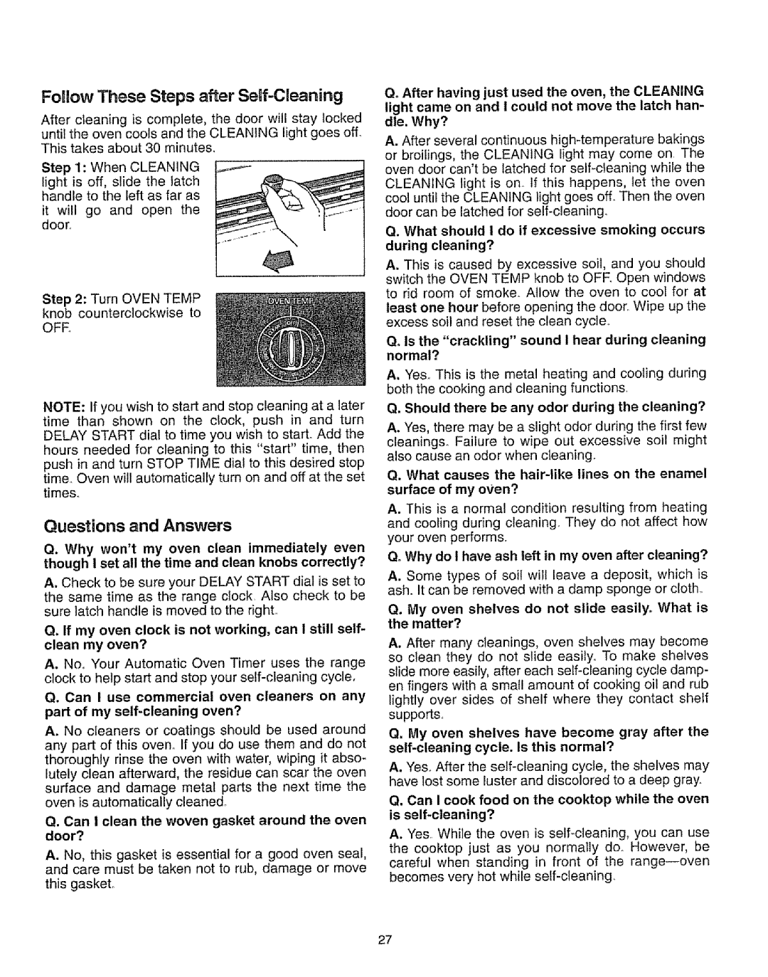 Sears 73328 manual Follow These Steps after Self-Cleaning, Questions and Answers, Can I use commercial oven cleaners on any 