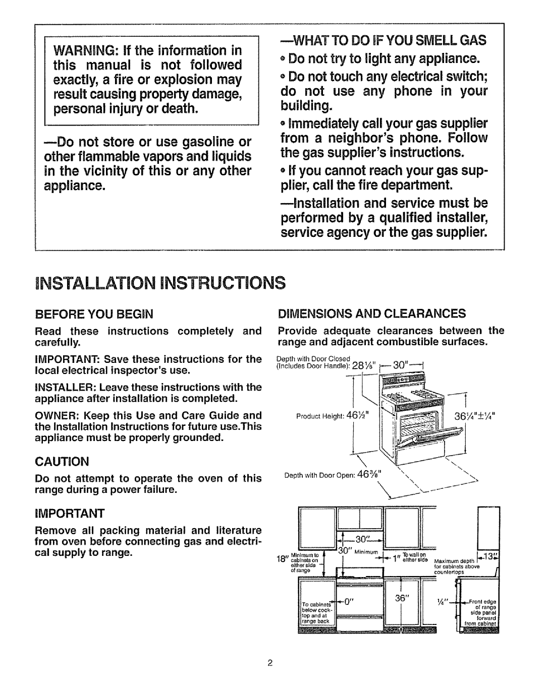 Sears 73311, 73328, 73321, 73318 manual INSTALLATiON iNSTRUCTiONS, Before YOU Begin 