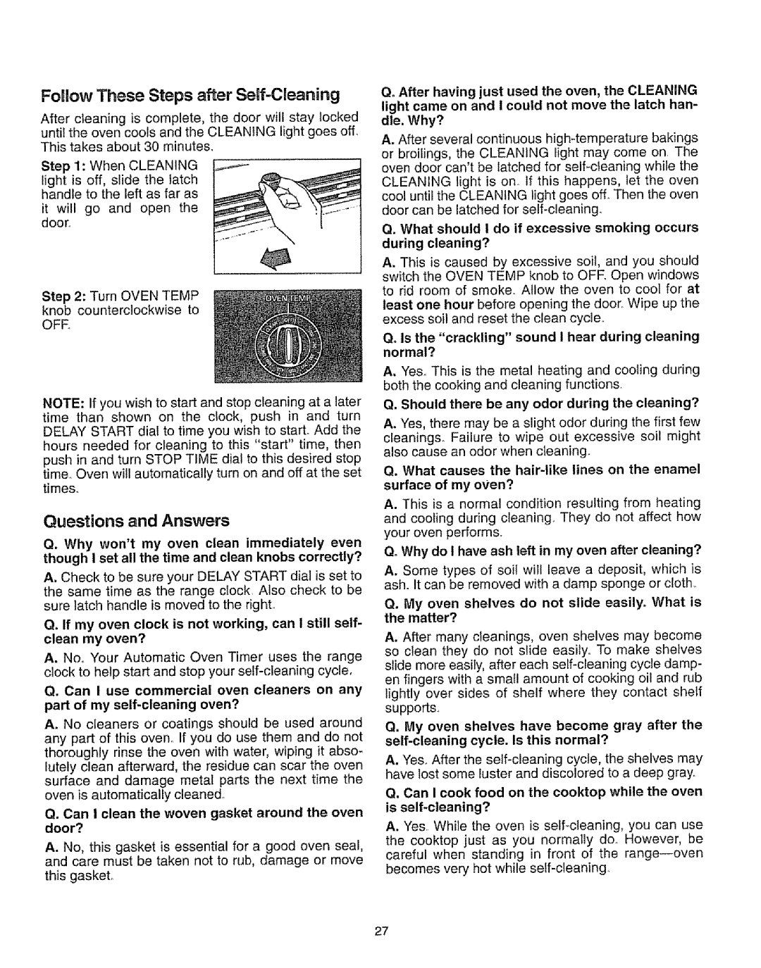 Sears 73328 Follow These Steps after Self-Cleaning, Questions and Answers, Q. Can I use commercial oven cleaners on any 