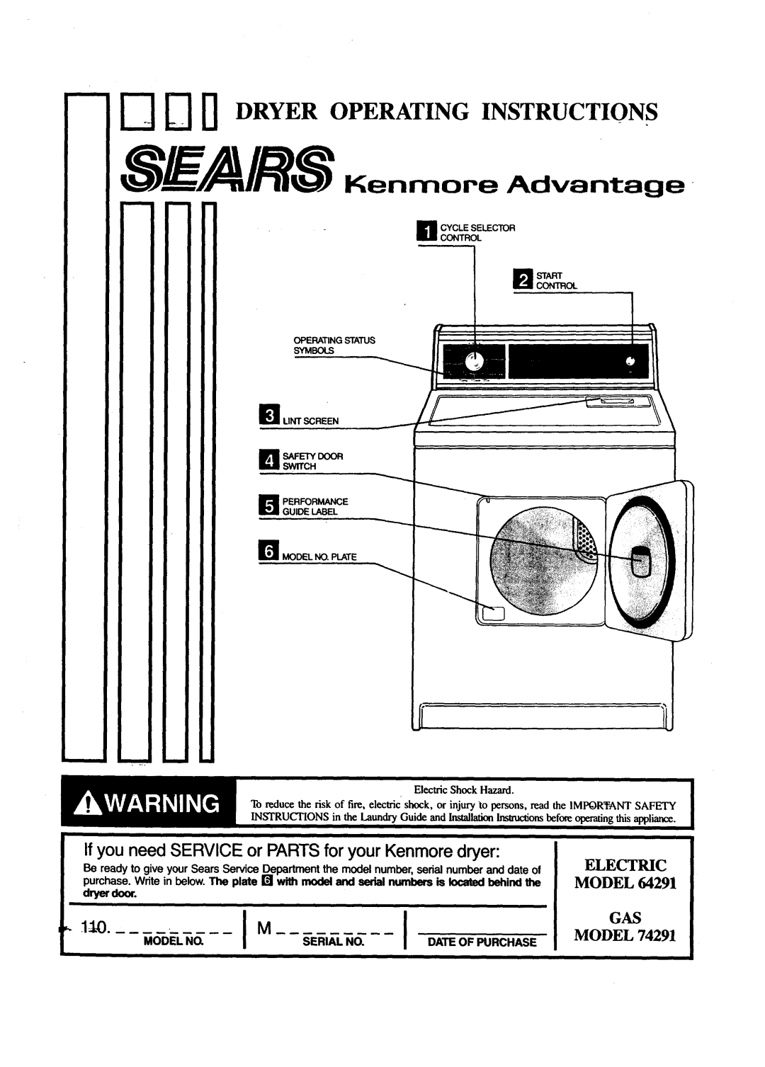 Sears 64291, 74291 manual 1tO 