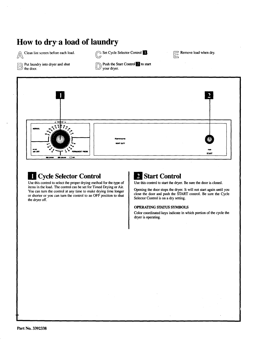 Sears 74291, 64291 manual Ill Cycle Selector Control, Il Start Control 