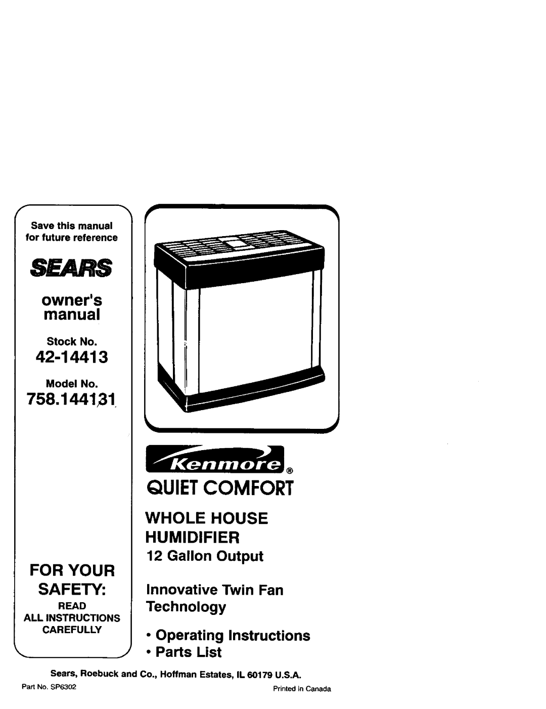 Sears 758.144131 owner manual Sears 