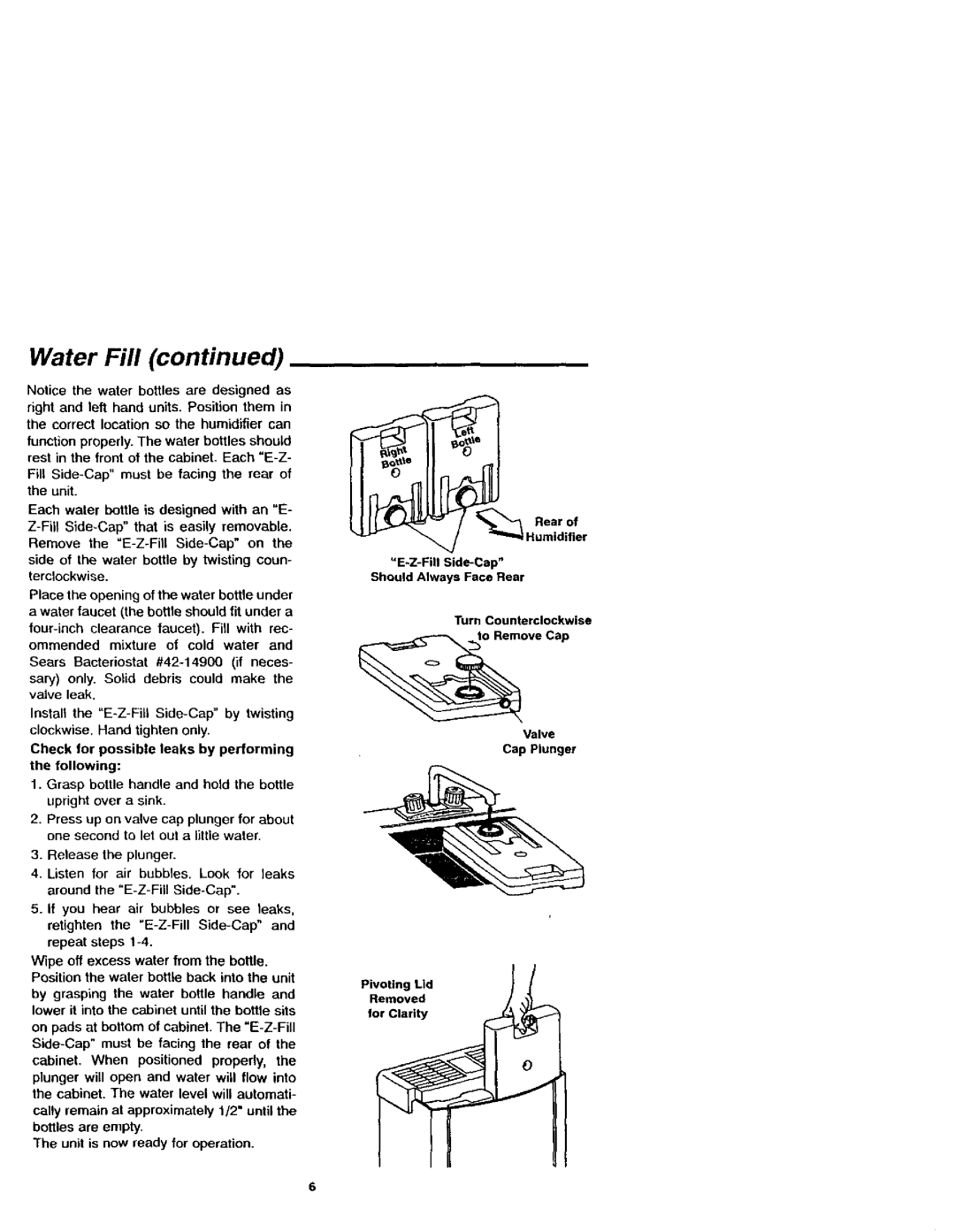 Sears 758.144151 owner manual Check for possible leaks by performing Following 