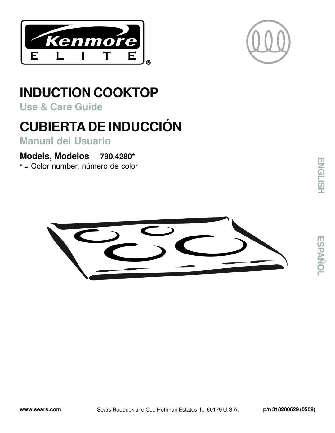 Sears 790.428 manual Models, Modelos, English Español, Induction Cooktop, Cubierta De Inducción, Use & Care Guide 