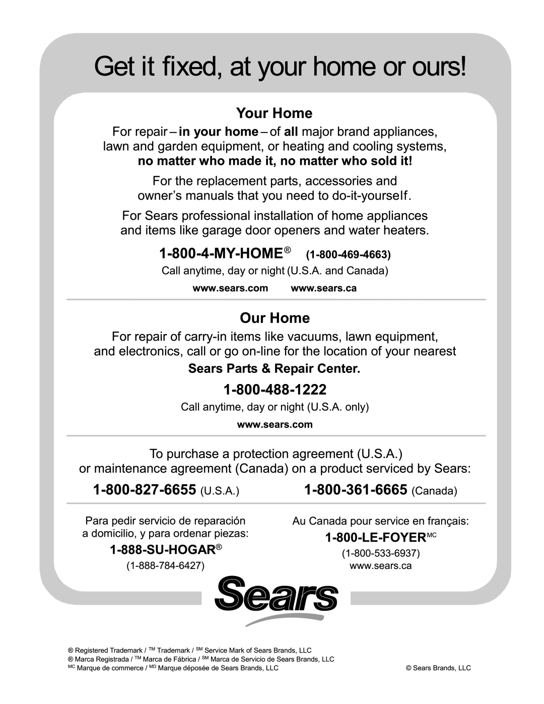 Sears 790.428 manual 