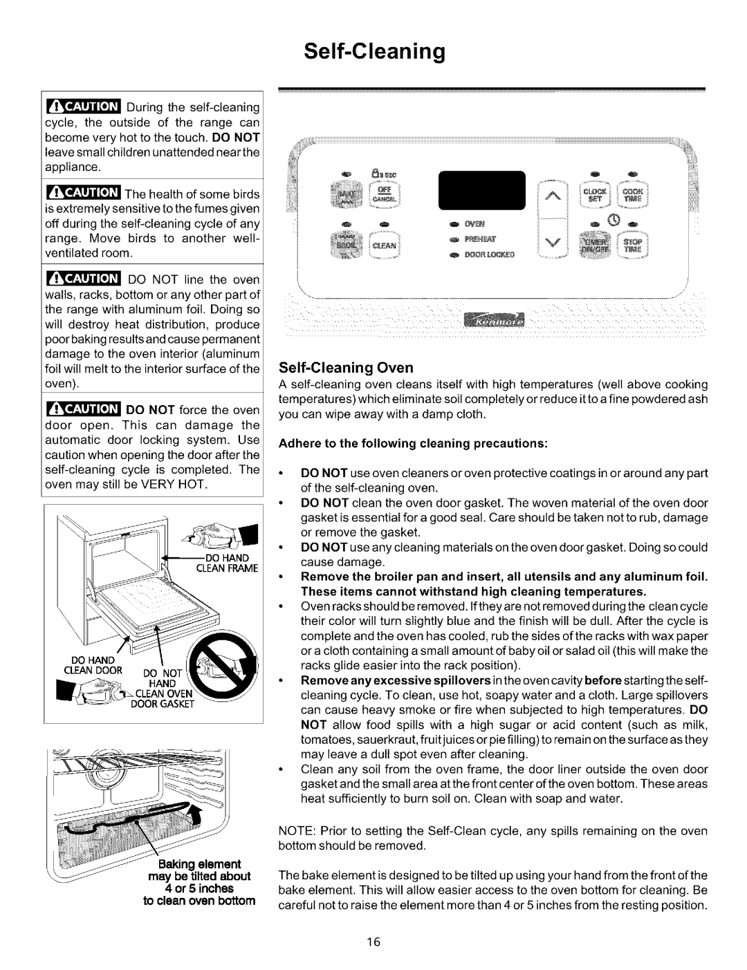 Sears 790.93752, 790.93754, 790.93751 manual Self-Cleaning Oven, Adhere to the following cleaning precautions 