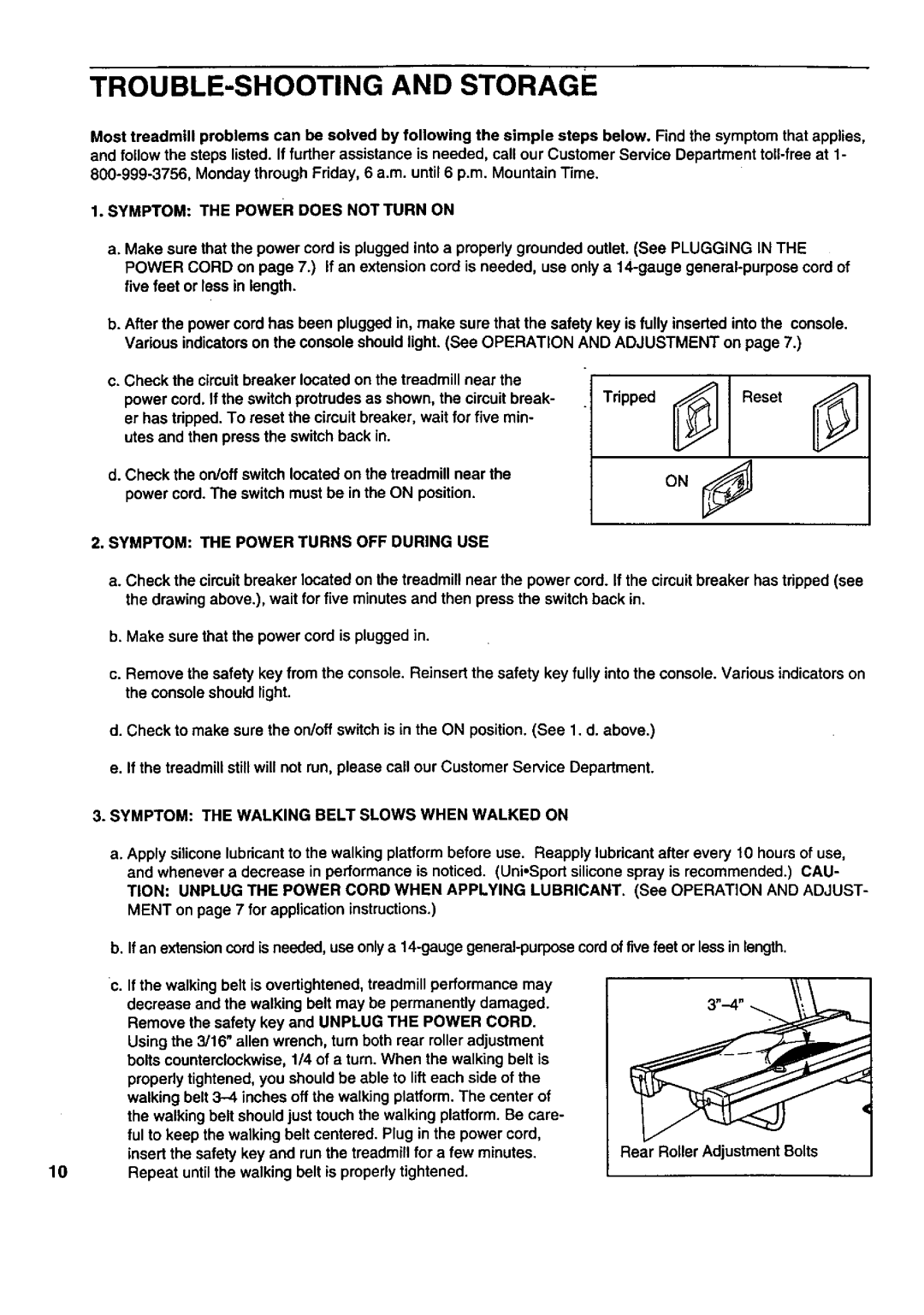 Sears 831 297241 TROUBLE-SHOOTING and Storage, Symptom the Power does not Turn on, Symptom the Power Turns OFF During USE 