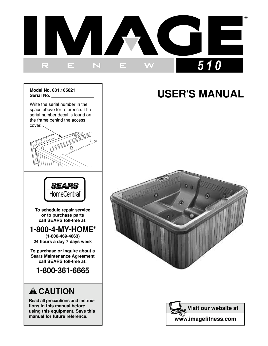 Sears 831.105021 user manual Model No Serial No, 800 