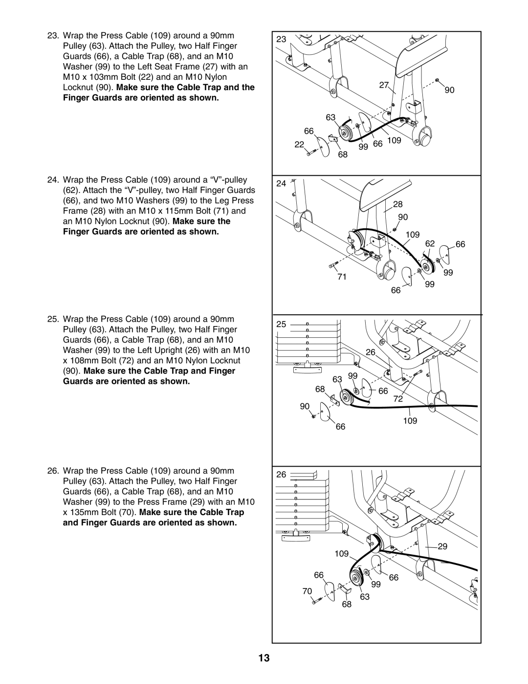 Sears 831.154020 user manual Finger Guards are oriented as shown 