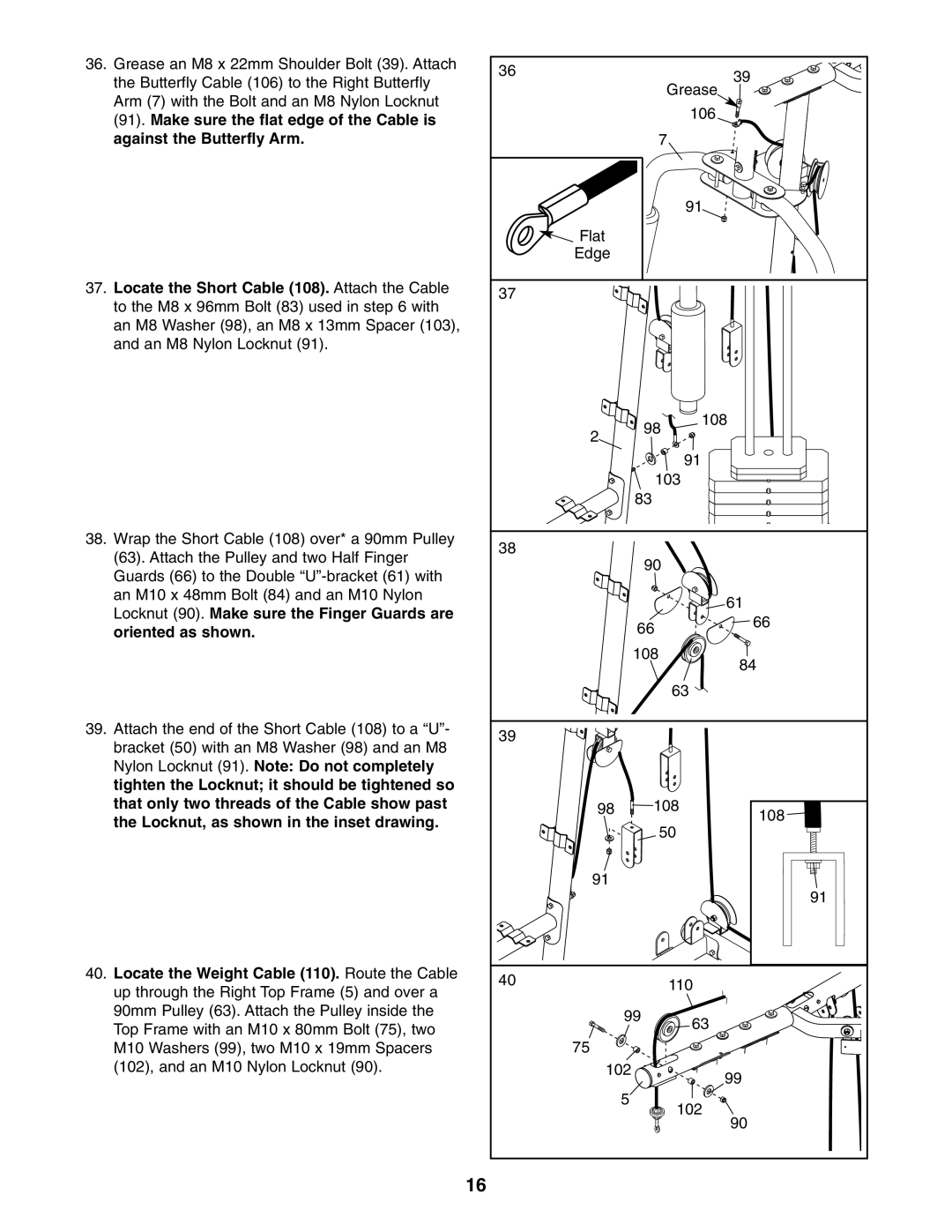 Sears 831.154020 user manual Flat Edge 108 103 110 102 