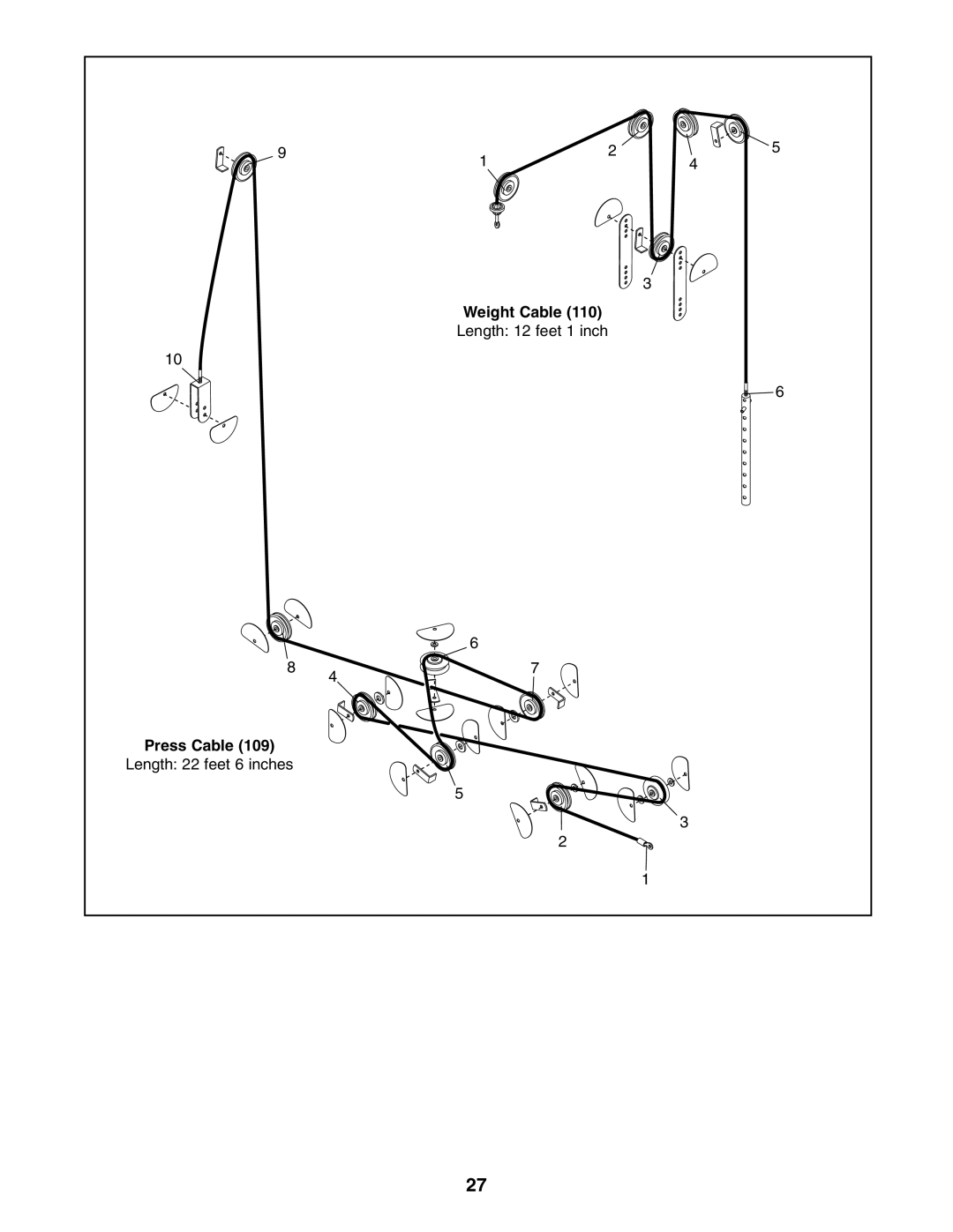 Sears 831.154020 user manual Weight Cable, Press Cable 