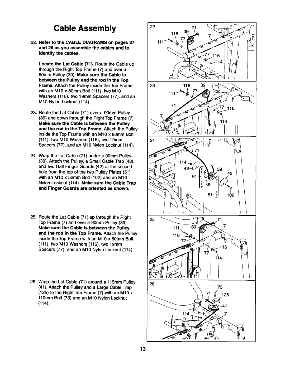 Sears 831.15403 user manual Cable Assembly 