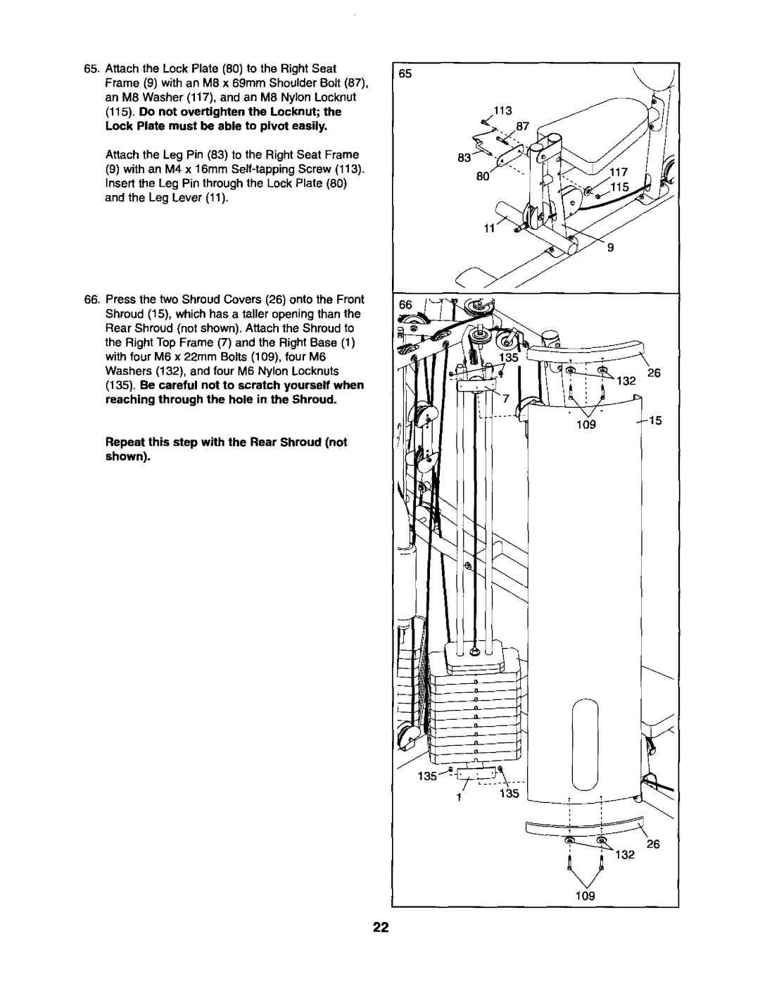 Sears 831.15403 user manual Lock Plate must be able to pivot easily 