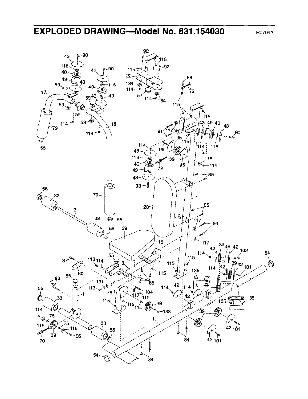 Sears 831.15403 user manual Exploded DRAWINGmModel No Ro7o4A 