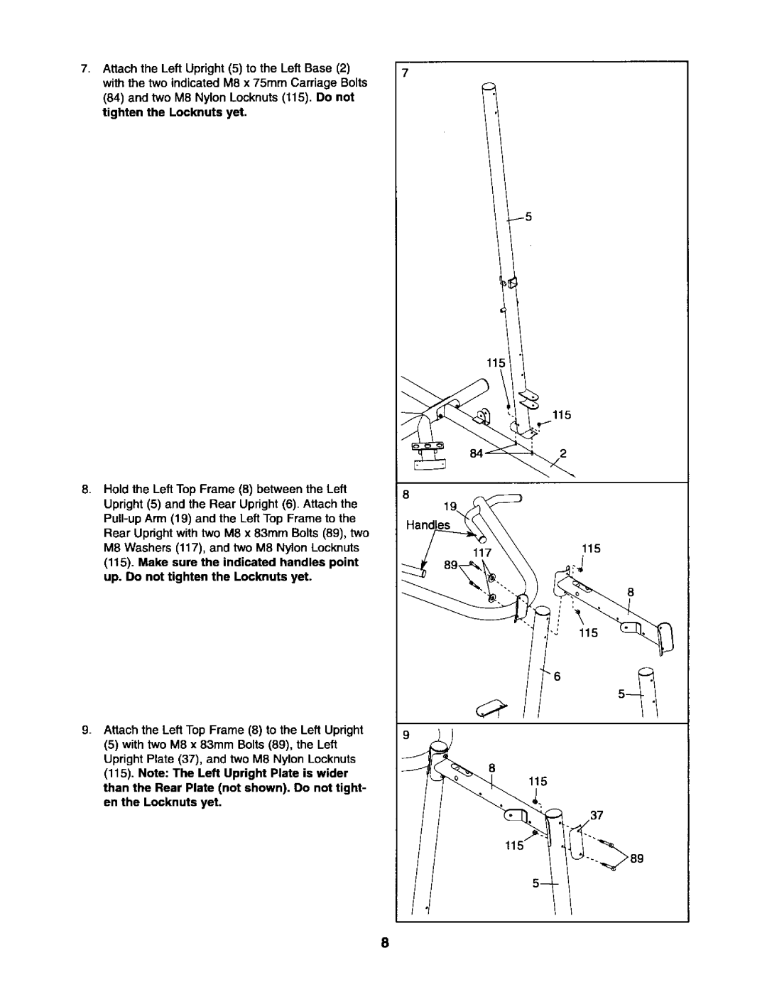 Sears 831.15403 user manual Handles 115 