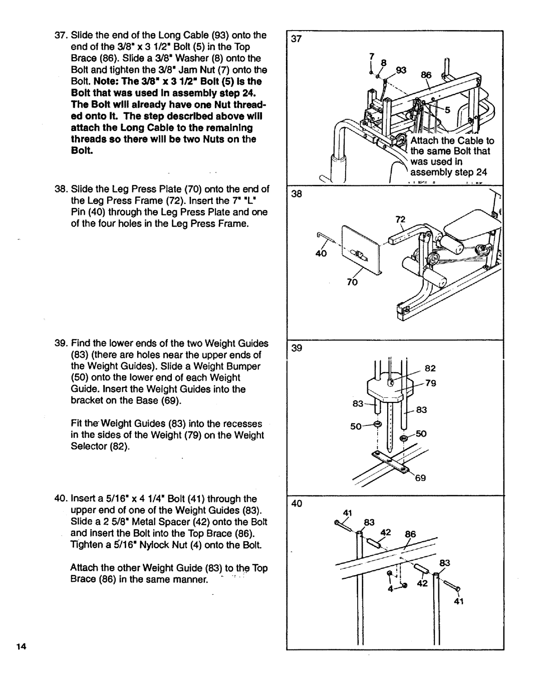 Sears 831.15931 owner manual Attach the Cable to the same Bolt that was used 