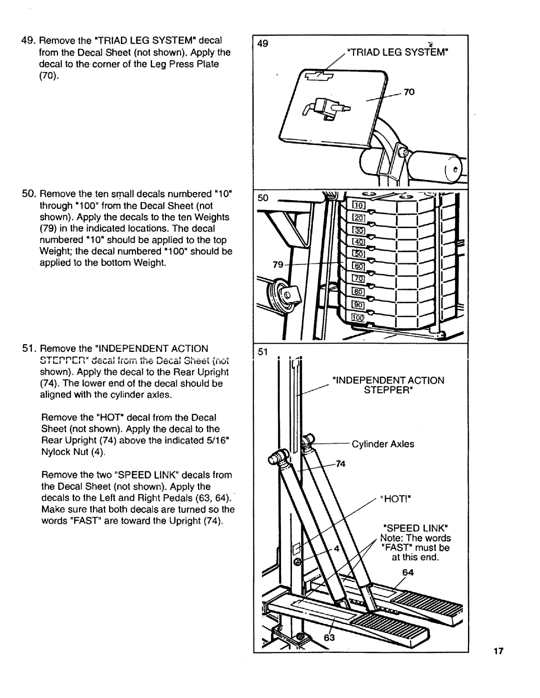 Sears 831.15931 owner manual Triad LEG System 