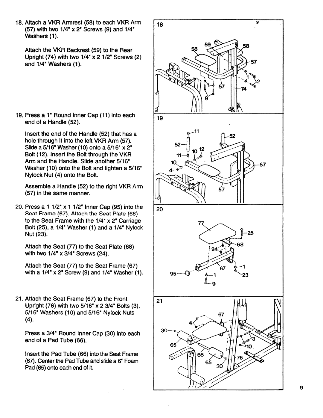 Sears 831.15931 owner manual With two 1/4 x 2Screws 9 and 1/4 Washers 