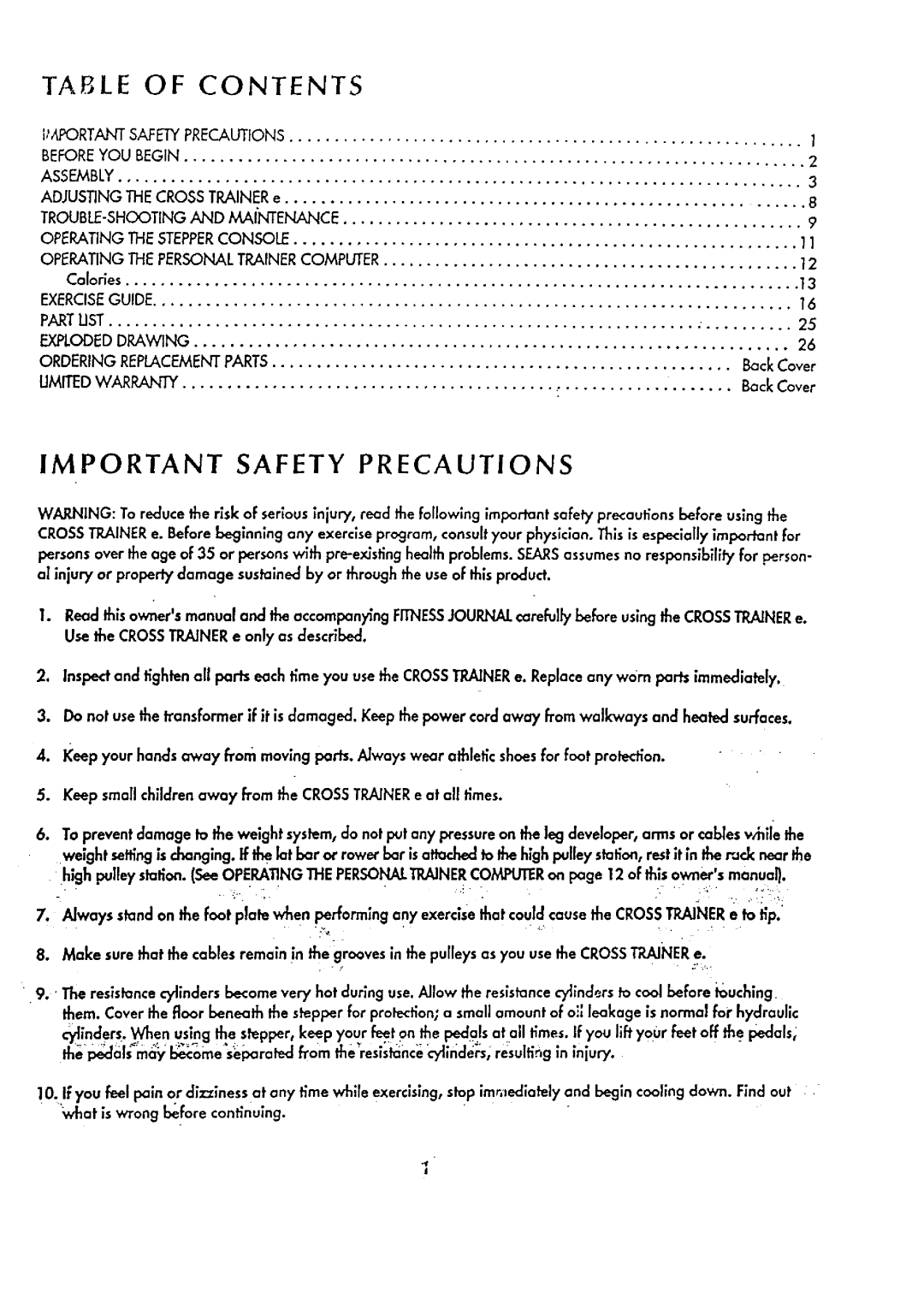 Sears 831.15934 manual Contents 