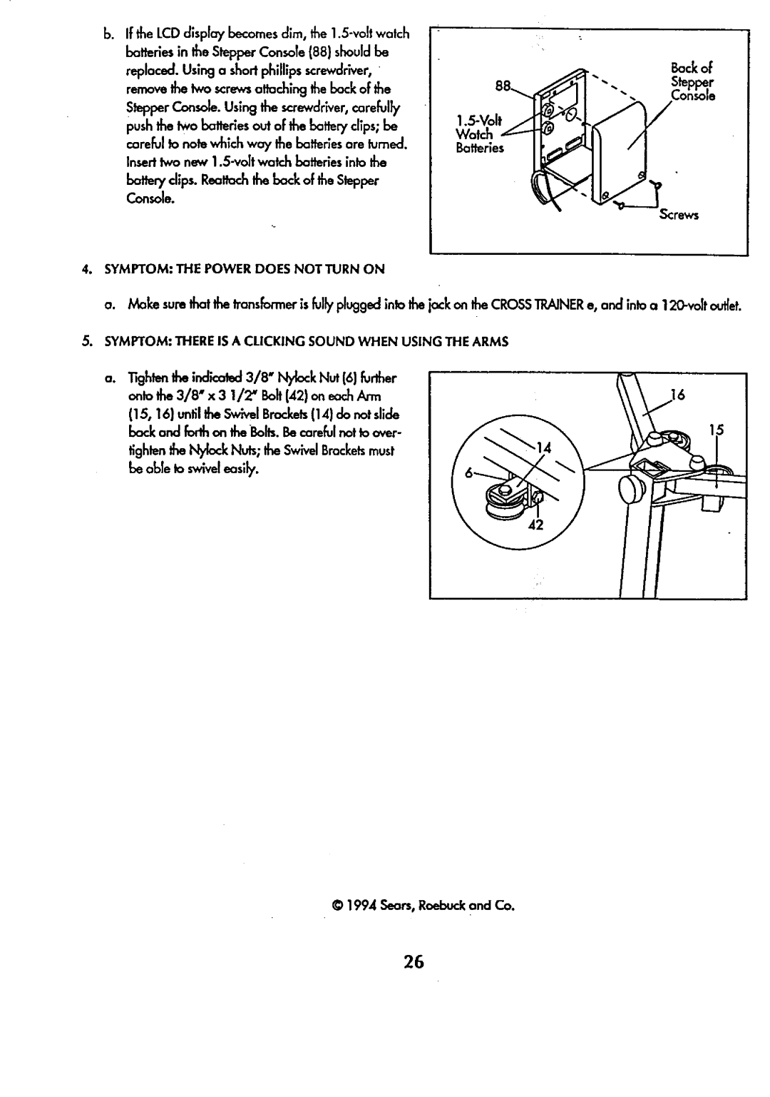 Sears 831.159341 manual Tigh theindicad3/8 NylockNut61further, Symptom the Power does Notturn on 