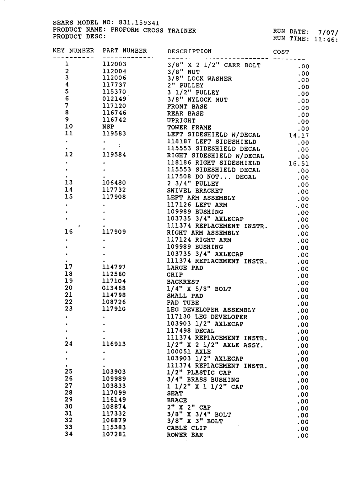 Sears 831.159341 manual 14.17 