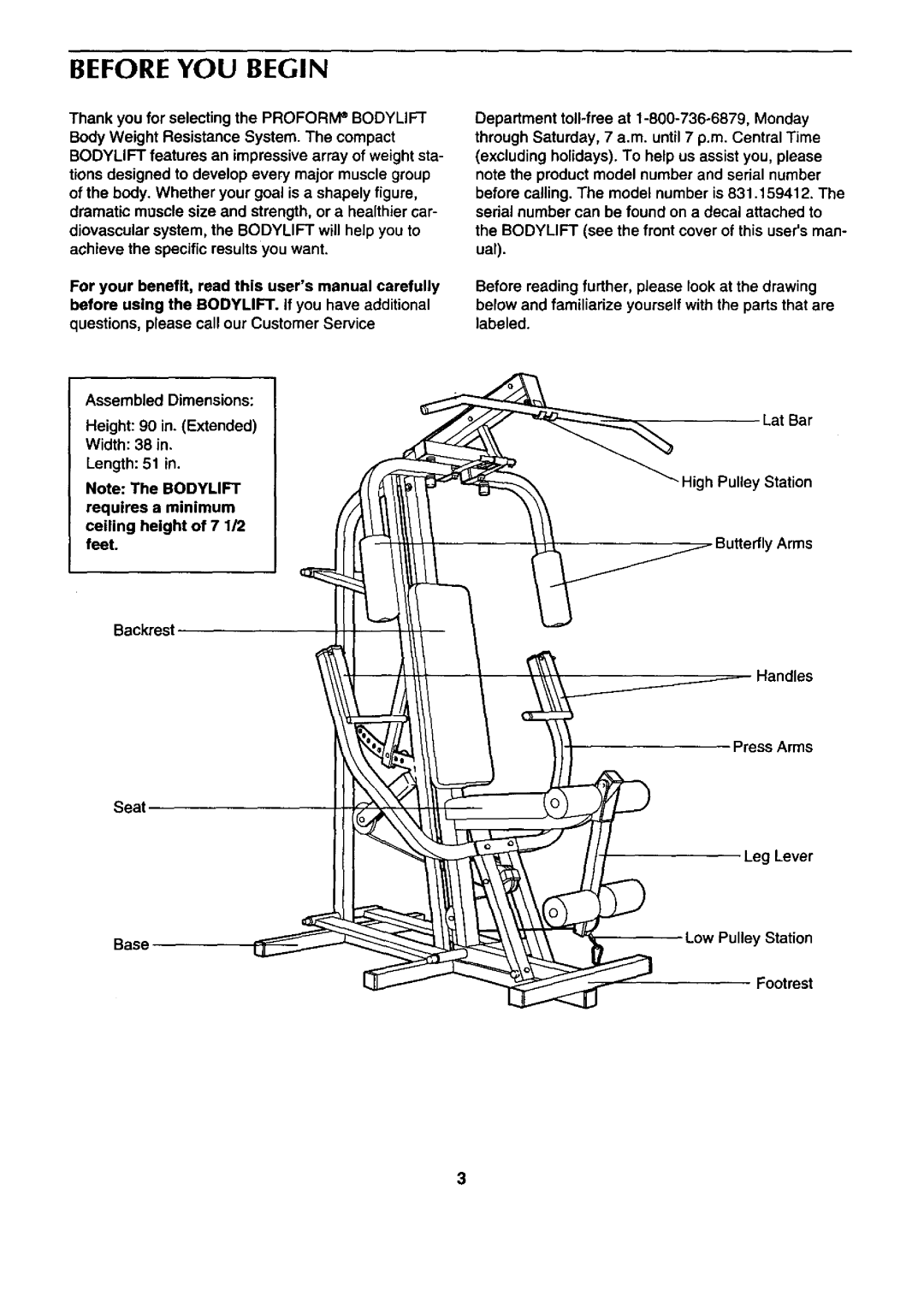 Sears 831.159412 user manual Before YOU Begin 