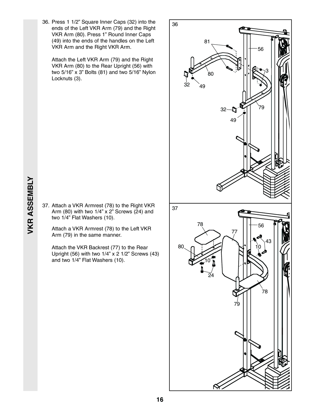 Sears 831.159460 user manual VKR Assembly 