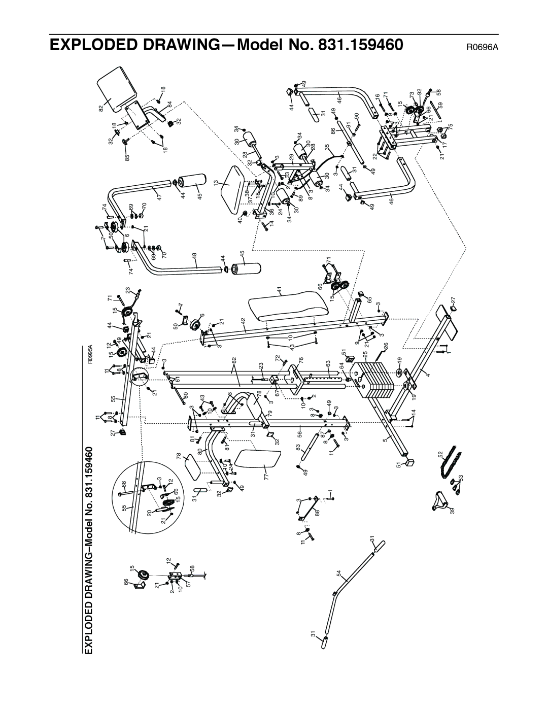 Sears 831.159460 user manual Exploded DRAWING-Model No 