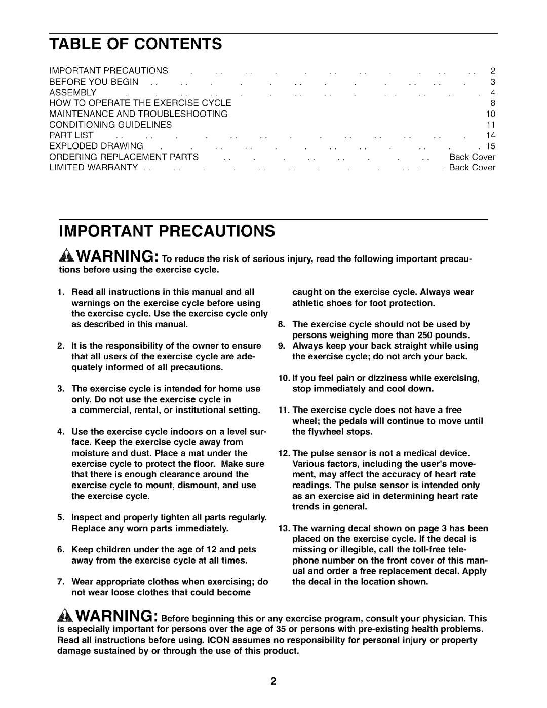 Sears 83,121,600.00 user manual Contents, Important Precautions 