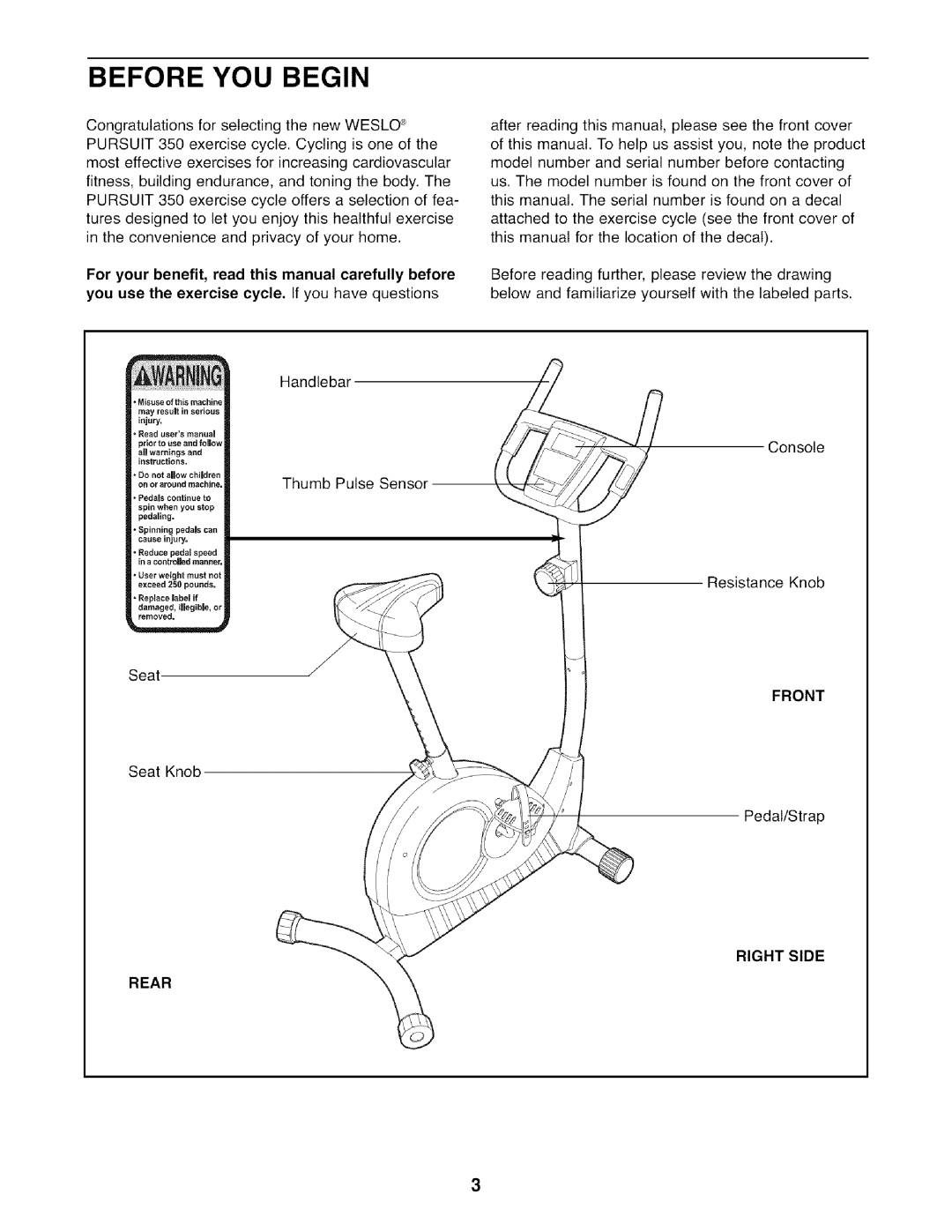 Sears 83,121,600.00 user manual Before YOU Begin, Right Side Rear 