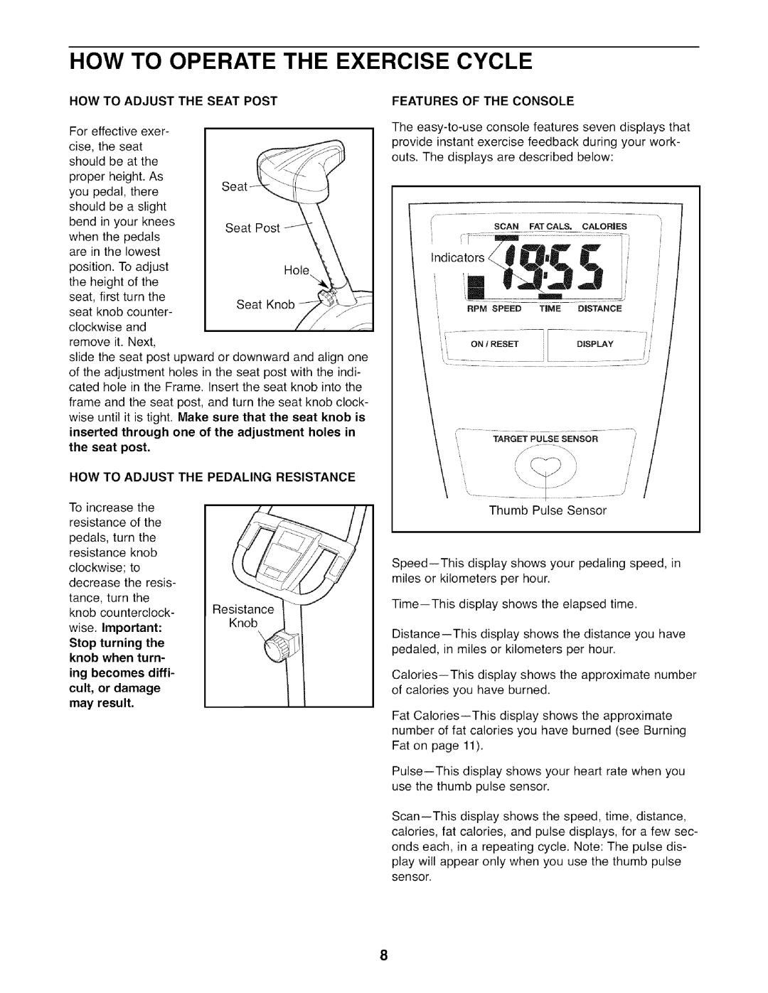 Sears 83,121,600.00 user manual HOW to Adjust the Seat Post, Nd cators 